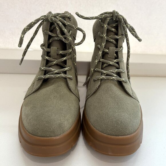 Koolaburra by UGG Jozie Combat Boots Suede Faux Fur Lace Up Booties Green Size 7 - Picture 2 of 6